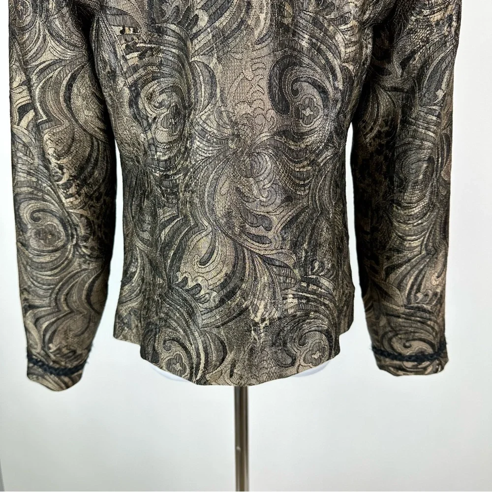 Chico’s Brocade Braided Trim Jacket Size Small
